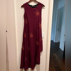 Maroon kurta set-Elegant Maroon Floral Dress